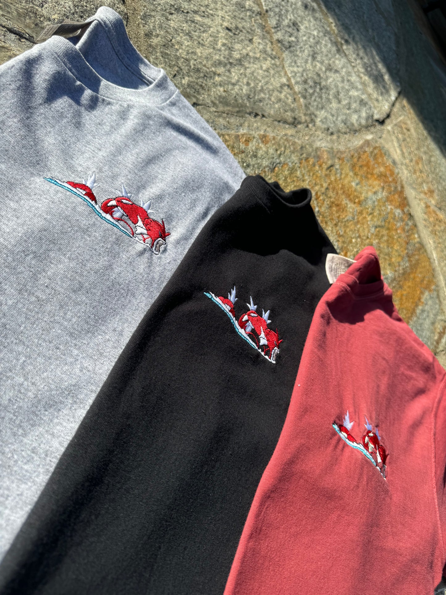 Shiny Gyarados Swimming Embroidered Clothing